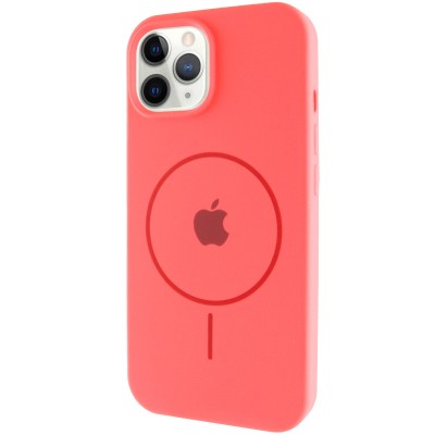 Чохол Silicone Case Full Protective (AA) with MagSafe для Apple iPhone 11 Pro Max (6.5") Кавуновий / Watermelon red