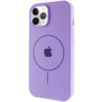 Чохол Silicone Case Full Protective (AA) with MagSafe для Apple iPhone 12 Pro / 12 (6.1") Бузковий / Dasheen