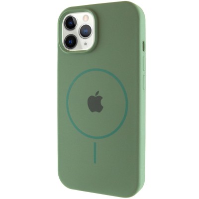 Чохол Silicone Case Full Protective (AA) with MagSafe для Apple iPhone 12 Pro / 12 (6.1") Зелений / Pine green