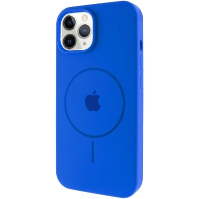 Чохол Silicone Case Full Protective (AA) with MagSafe для Apple iPhone 12 Pro Max (6.7") Синій / Capri Blue