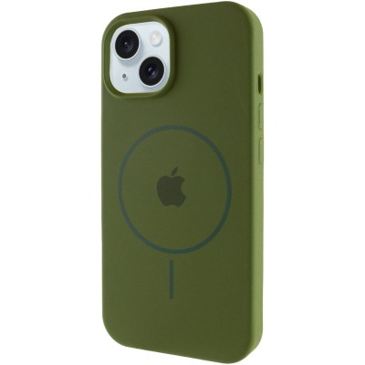 Чохол Silicone Case Full Protective (AA) with MagSafe для Apple iPhone 13 (6.1") Зелений / Dark Olive