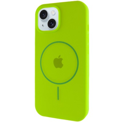 Чохол Silicone Case Full Protective (AA) with MagSafe для Apple iPhone 14 Plus (6.7") Салатовий / Neon green