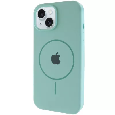 Чохол Silicone Case Full Protective (AA) with MagSafe для Apple iPhone 15 (6.1") Бірюзовий / Light Turquoise