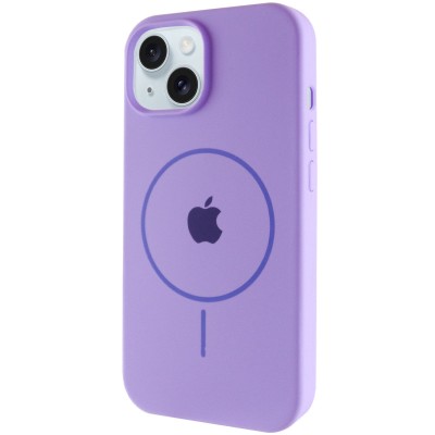 Чохол Silicone Case Full Protective (AA) with MagSafe для Apple iPhone 15 (6.1") Бузковий / Dasheen
