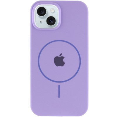 Чохол Silicone Case Full Protective (AA) with MagSafe для Apple iPhone 15 (6.1") Бузковий / Dasheen