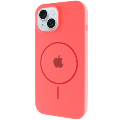 Чохол Silicone Case Full Protective (AA) with MagSafe для Apple iPhone 15 (6.1") Кавуновий / Watermelon red