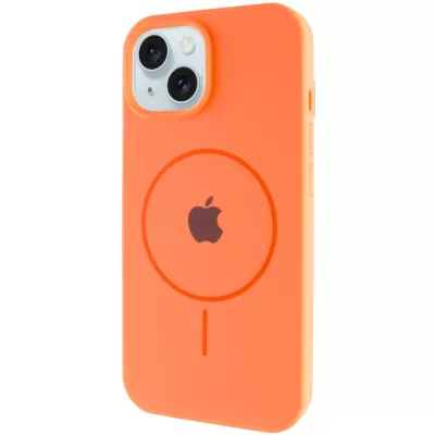 Чохол Silicone Case Full Protective (AA) with MagSafe для Apple iPhone 15 (6.1") Помаранчевий / Papaya