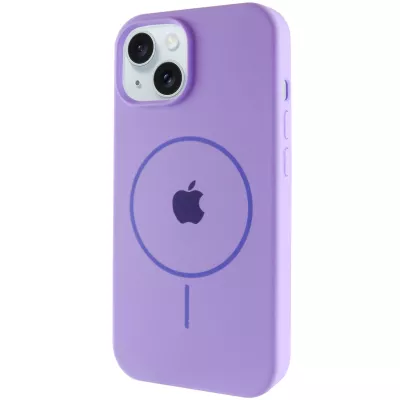 Чохол Silicone Case Full Protective (AA) with MagSafe для Apple iPhone 15 Plus (6.7") Бузковий / Dasheen