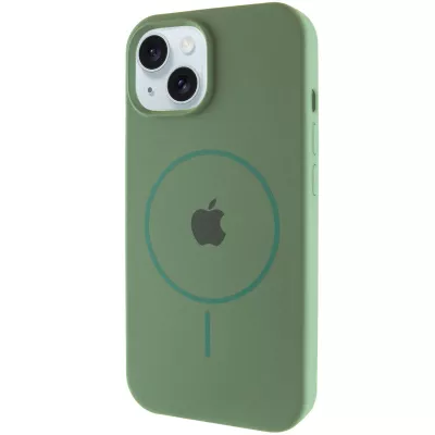 Чохол Silicone Case Full Protective (AA) with MagSafe для Apple iPhone 15 Plus (6.7") Зелений / Pine green