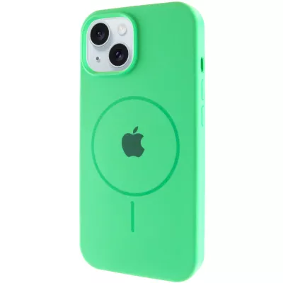 Чохол Silicone Case Full Protective (AA) with MagSafe для Apple iPhone 15 Plus (6.7") Зелений / Spearmint