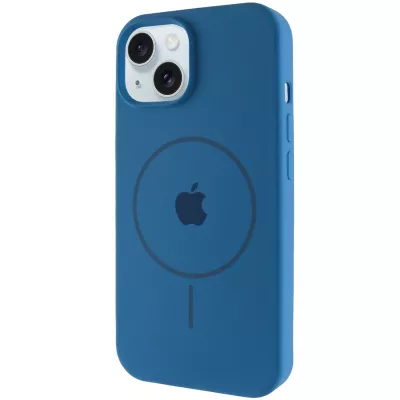 Чохол Silicone Case Full Protective (AA) with MagSafe для Apple iPhone 15 Plus (6.7") Синій / Denim Blue
