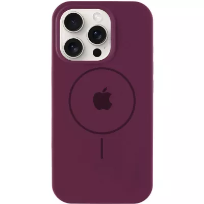 Чохол Silicone Case Full Protective (AA) with MagSafe для Apple iPhone 15 Pro Max (6.7") Бордовий / Plum