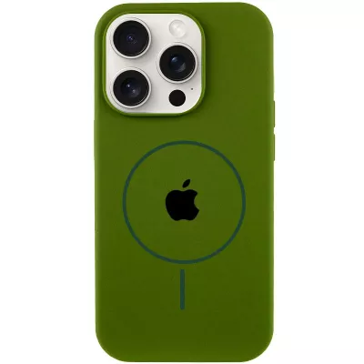 Чохол Silicone Case Full Protective (AA) with MagSafe для Apple iPhone 15 Pro Max (6.7") Зелений / Dark Olive