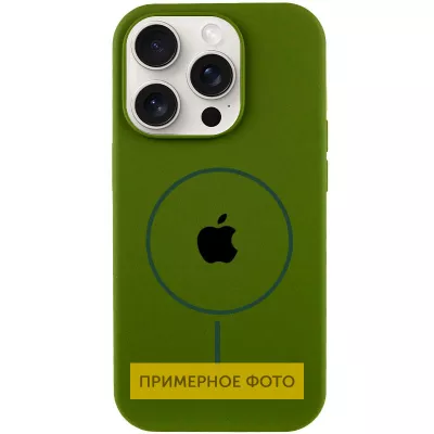 Чохол Silicone Case Full Protective (AA) with MagSafe для Apple iPhone 16 Plus (6.7") Зелений / Dark Olive