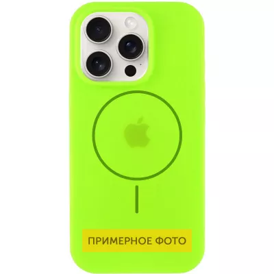 Чохол Silicone Case Full Protective (AA) with MagSafe для Apple iPhone 16 Plus (6.7") Салатовий / Neon green