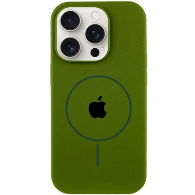 Чохол Silicone Case Full Protective (AA) with MagSafe для Apple iPhone 16 Pro (6.3") Зелений / Dark Olive