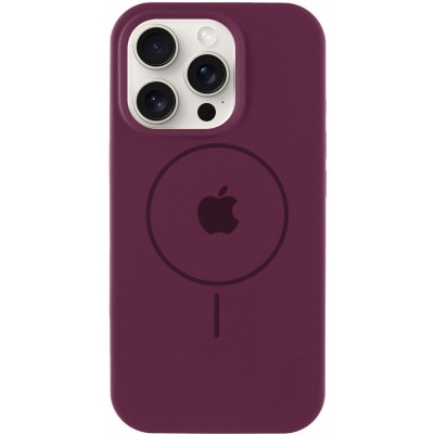 Чохол Silicone Case Full Protective (AA) with MagSafe для Apple iPhone 16 Pro Max (6.9") Бордовий / Plum
