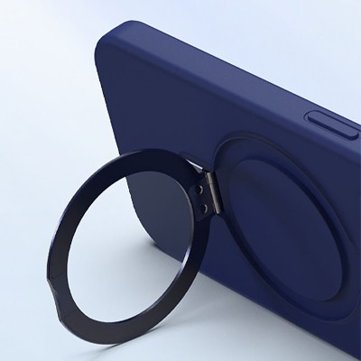 Чохол Silicone Case Full Protective NO LOGO with Ring для Apple iPhone 14 Pro (6.1") Dark Blue