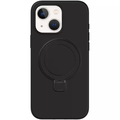 Чохол Silicone Case Full Protective NO LOGO with Ring для Apple iPhone 15 (6.1") Black