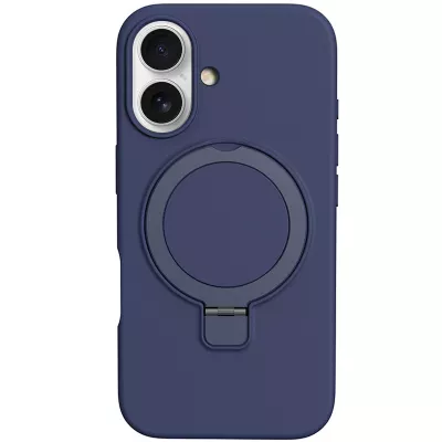 Чохол Silicone Case Full Protective NO LOGO with Ring для Apple iPhone 16 (6.1") Dark Blue