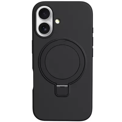 Чохол Silicone Case Full Protective NO LOGO with Ring для Apple iPhone 16 Plus (6.7") Black