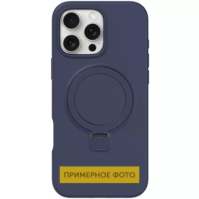 Чохол Silicone Case Full Protective NO LOGO with Ring для Apple iPhone 16e (6.1") Dark Blue