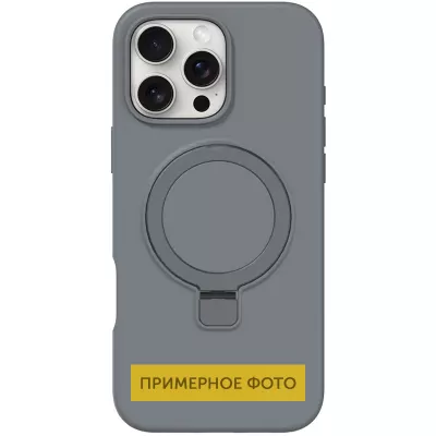 Чохол Silicone Case Full Protective NO LOGO with Ring для Apple iPhone 16e (6.1") Grey
