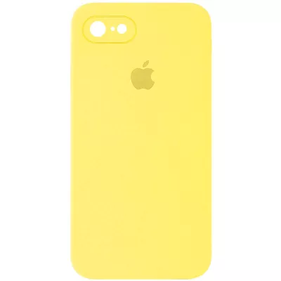 Чохол Silicone Case Square Full Camera Protective (AA) для Apple iPhone 7 / 8 / SE (2020) (4.7") Жовтий / Yellow
