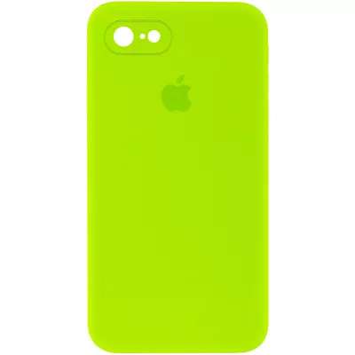 Чохол Silicone Case Square Full Camera Protective (AA) для Apple iPhone 7 / 8 / SE (2020) (4.7") Салатовий / Neon green