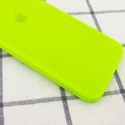Чохол Silicone Case Square Full Camera Protective (AA) для Apple iPhone 7 / 8 / SE (2020) (4.7") Салатовий / Neon green