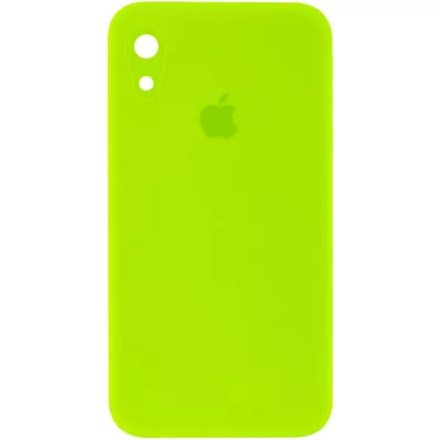Чохол Silicone Case Square Full Camera Protective (AA) для Apple iPhone XR (6.1") Салатовий / Neon green