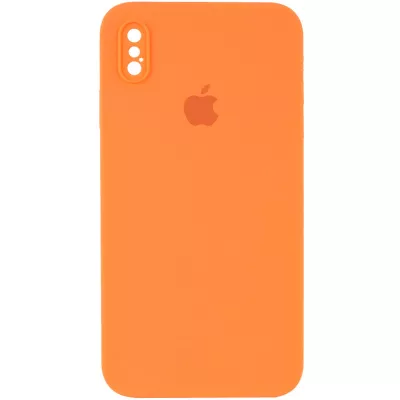 Чохол Silicone Case Square Full Camera Protective (AA) для Apple iPhone XS / X (5.8") Помаранчевий / Papaya
