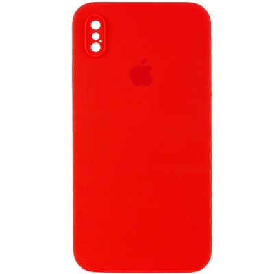 Чохол Silicone Case Square Full Camera Protective (AA) для Apple iPhone XS / X (5.8") Червоний / Red