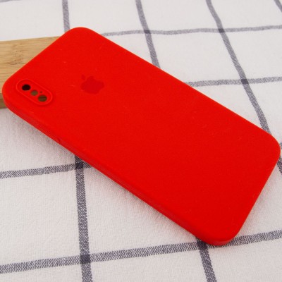 Чохол Silicone Case Square Full Camera Protective (AA) для Apple iPhone XS / X (5.8") Червоний / Red