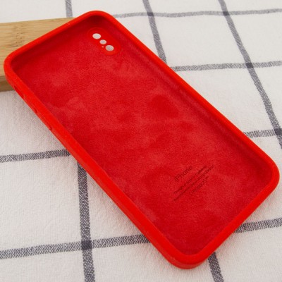 Чохол Silicone Case Square Full Camera Protective (AA) для Apple iPhone XS / X (5.8") Червоний / Red