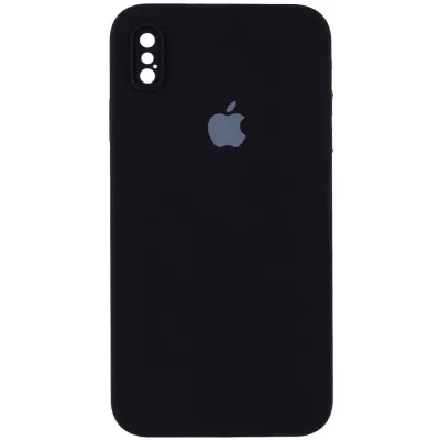 Чохол Silicone Case Square Full Camera Protective (AA) для Apple iPhone XS / X (5.8") Чорний / Black