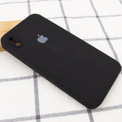 Чохол Silicone Case Square Full Camera Protective (AA) для Apple iPhone XS / X (5.8") Чорний / Black