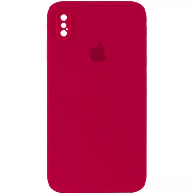 Чохол Silicone Case Square Full Camera Protective (AA) для Apple iPhone XS Max (6.5") Червоний / Rose Red