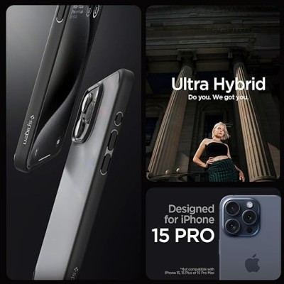 Чохол Spigen для iPhone 15 Pro, Ultra Hybrid, Frost Black (ACS06709)