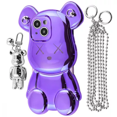 Чохол Teddy Bear Case with Strap iPhone 13 purple