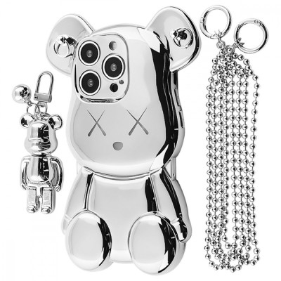Чохол Teddy Bear Case with Strap iPhone 14 Pro silver