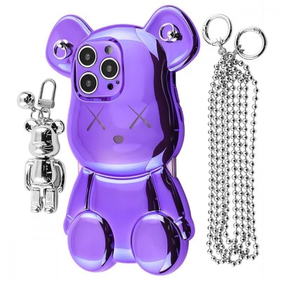 Чохол Teddy Bear Case with Strap iPhone 15 Pro Max purple