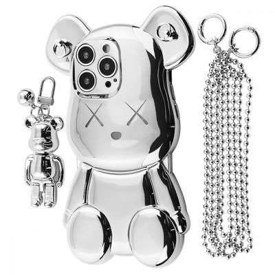 Чохол Teddy Bear Case with Strap iPhone 15 Pro Max silver