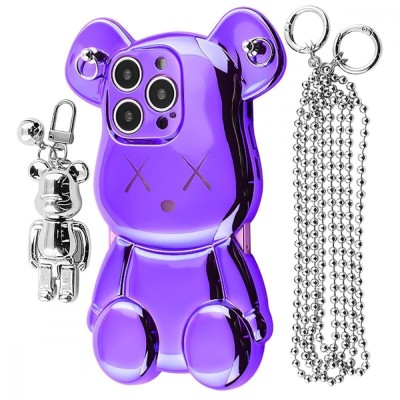 Чохол Teddy Bear Case with Strap iPhone 15 Pro purple