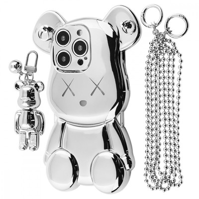 Чохол Teddy Bear Case with Strap iPhone 15 Pro silver
