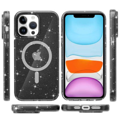 Чохол TPU Galaxy Sparkle (MagFit) для Apple iPhone 12 Pro / 12 (6.1") Black+Glitter Чохол TPU Galaxy Sparkle (MagFit) для Apple iPhone 12 Pro / 12 (6.1") Black+Glitter