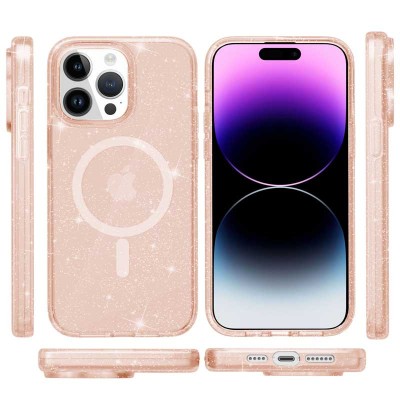 Чохол TPU Galaxy Sparkle (MagFit) для Apple iPhone 14 Pro (6.1") Gold+Glitter