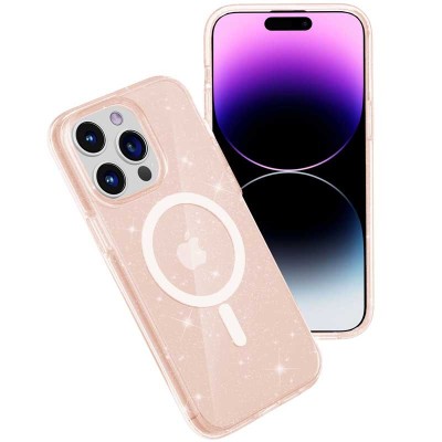 Чохол TPU Galaxy Sparkle (MagFit) для Apple iPhone 14 Pro Max (6.7") Gold+Glitter