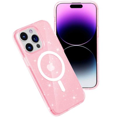 Чохол TPU Galaxy Sparkle (MagFit) для Apple iPhone 14 Pro Max (6.7") Pink+Glitter