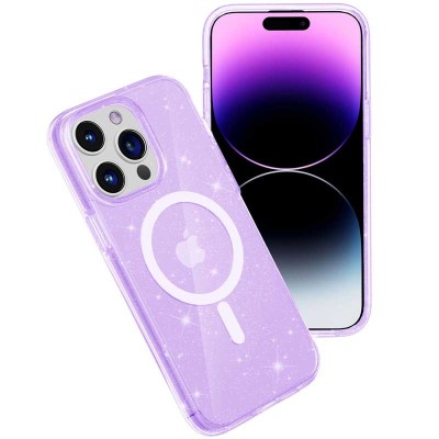 Чохол TPU Galaxy Sparkle (MagFit) для Apple iPhone 14 Pro Max (6.7") Purple+Glitter